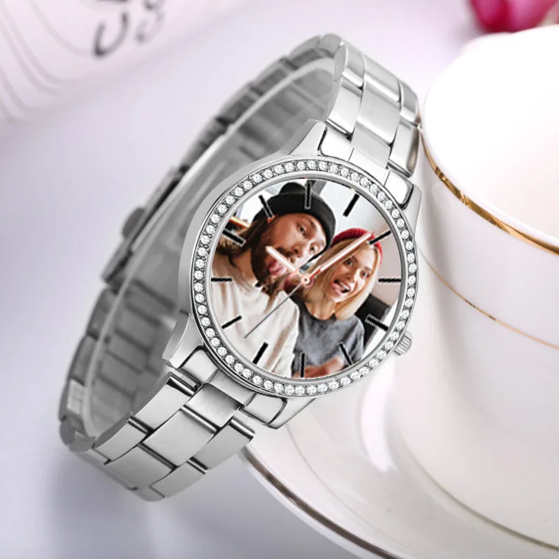 

custom photo watch Print with your own Photos Women Luxury wrist watches Rhinestone diamend decorated girl for friend
