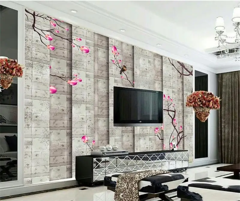 3d обои для комнаты на заказ настенная фотография серая стена персиковая картина