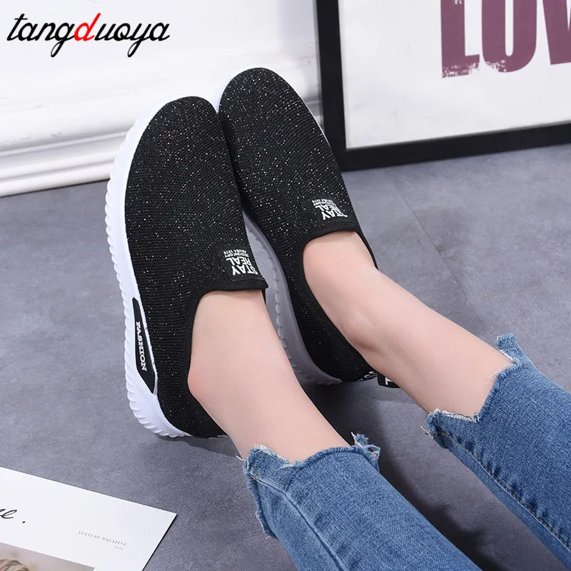 Дышащая сетчатая обувь женская уличная повседневная на плоской подошве со