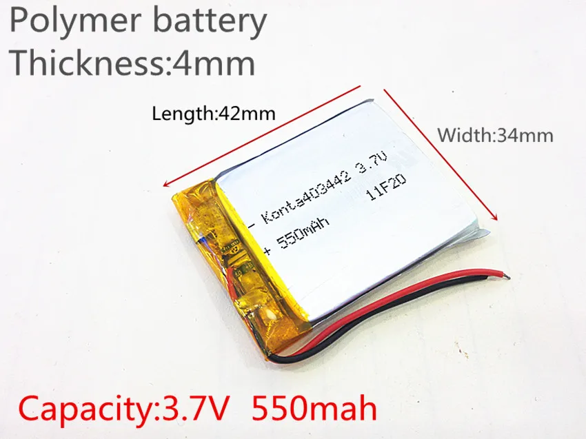 

3.7V 550mAh 403442 Lithium Polymer Li-Po li ion Rechargeable Battery cells For Mp3 MP4 MP5 GPS PSP mobile bluetooth
