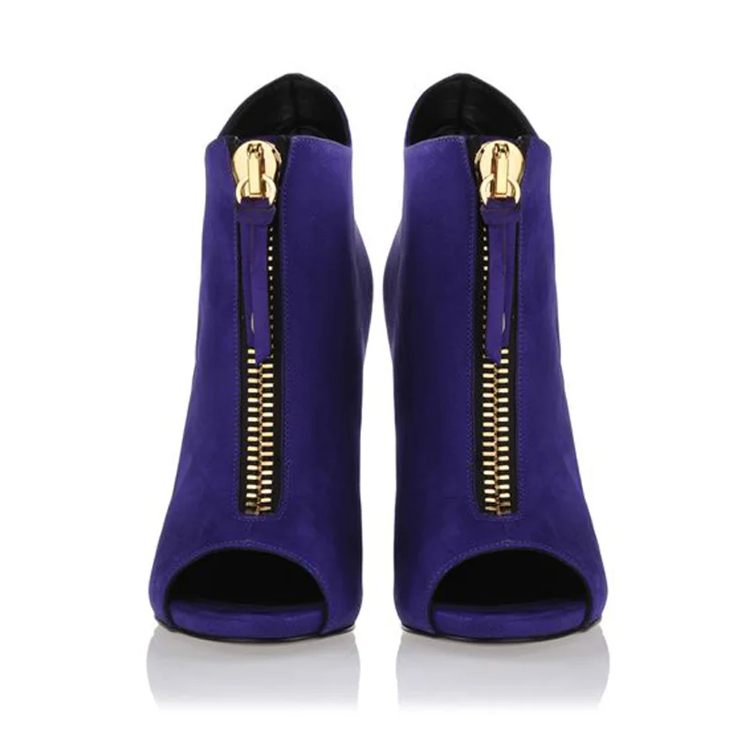 Arden Furtado 2018 autumn peep toe fashion front zipper ankle boots black suede royalblue summer sandals big size 43 44 45 | Обувь
