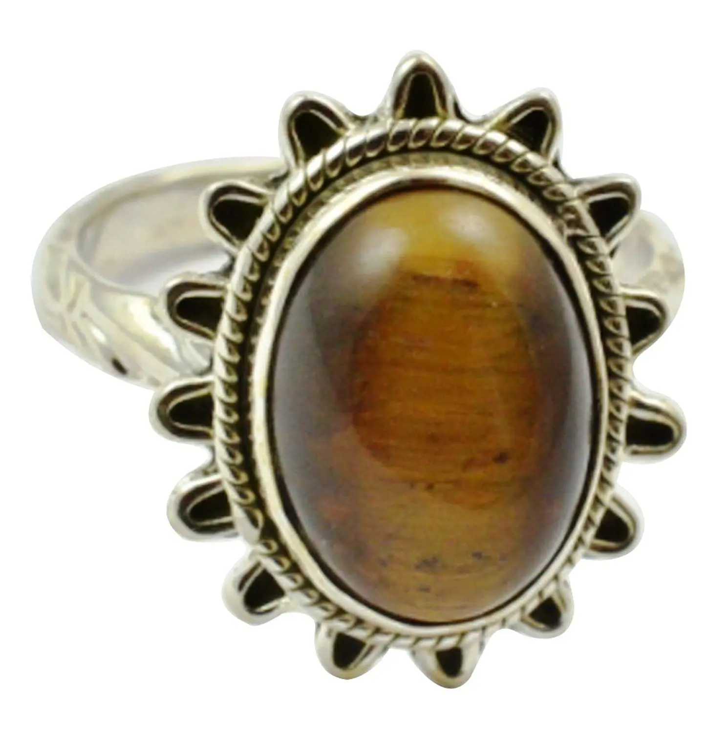 

Lovegem Genuine Tiger Eye Ring 925 Sterling Silver,Size:7.75 , AR3087