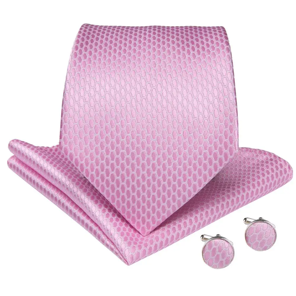 DiBanGu хит продаж светло розовый цвет однотонные мужские галстуки в клетку набор с