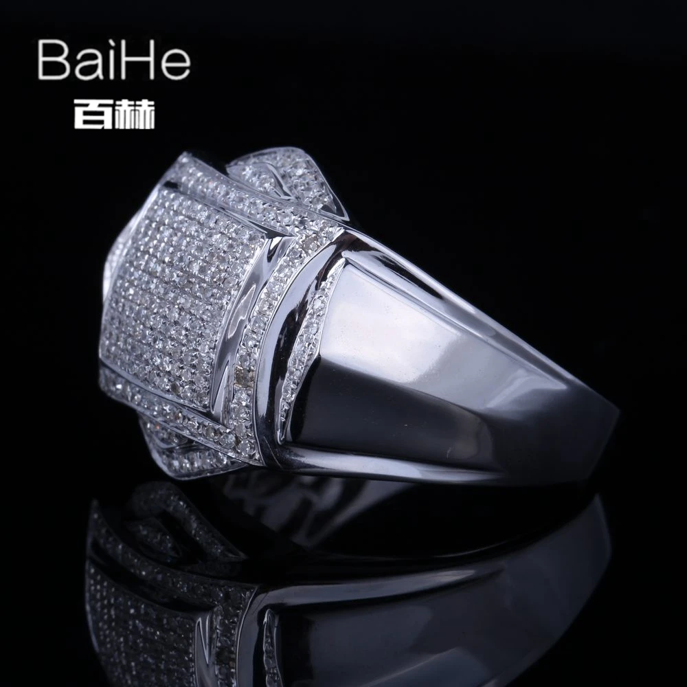 BAIHE, Стерлинговое серебро 925, 0.7CT, сертифицировано H/I, круглая огранка,, настоящие натуральные бриллианты, свадебные мужские классические ювелирные изделия, кольцо