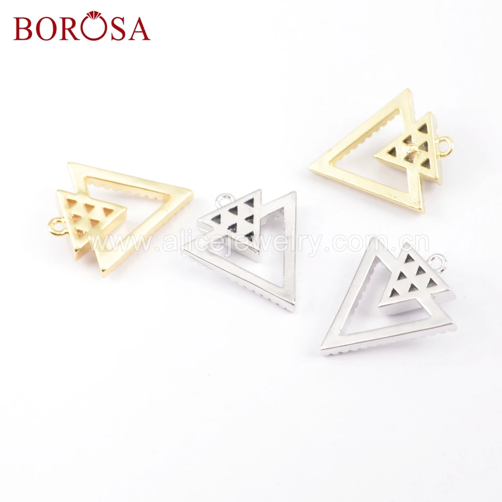 BOROSA 8 шт микро проложить CZ треугольник радужные друзы золотистые и Серебристые