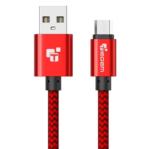 Red TIEGEM Micro USB кабель 2A нейлон Быстрая зарядка USB кабель для передачи данных для samsung htc Xiaomi LG sony Android мобильный телефон usb зарядный шнур - Цвет: Red