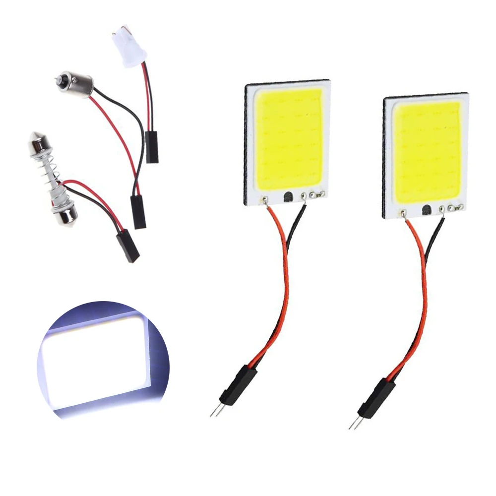 50 шт./лот 24 SMD LED COB Chip 24LED 12V DC Dome Led Light T10 Festoon BA9S адаптеры белый автомобиль панель