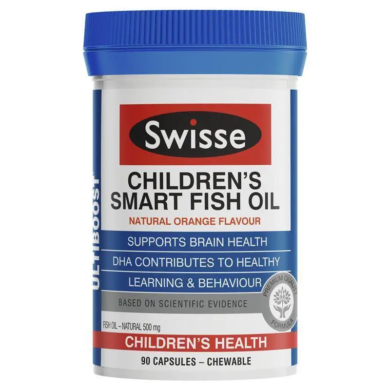Австралийский Swisse детский умный рыбий жир 90 шапки Omega3 жирные кислоты EPA DHA здоровый головной глаз мозговая система развития нервов