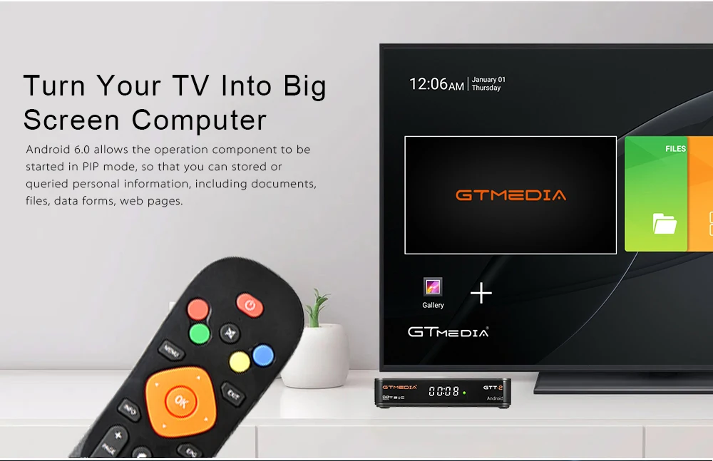 GTMEDIA GTT2 DVB-T2/C Amlogic S905D DDR3 2GB 8GB 1080p Android 6,0 tv Box сигнал Бесплатный H.265 встроенный Wifi 2,4G для Германии Италии