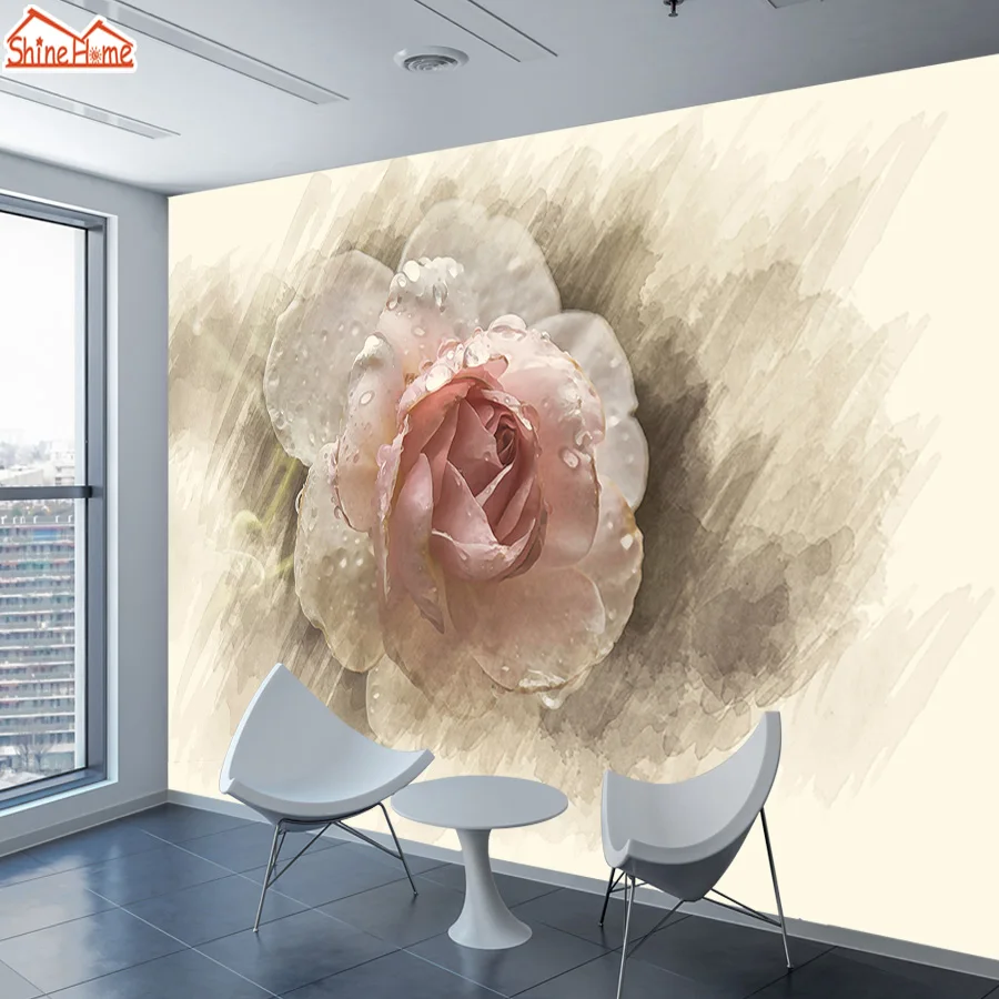Обои 3d фото обои фотообои природа самоклеющиеся для гостиной Ретро Роза ТВ фон