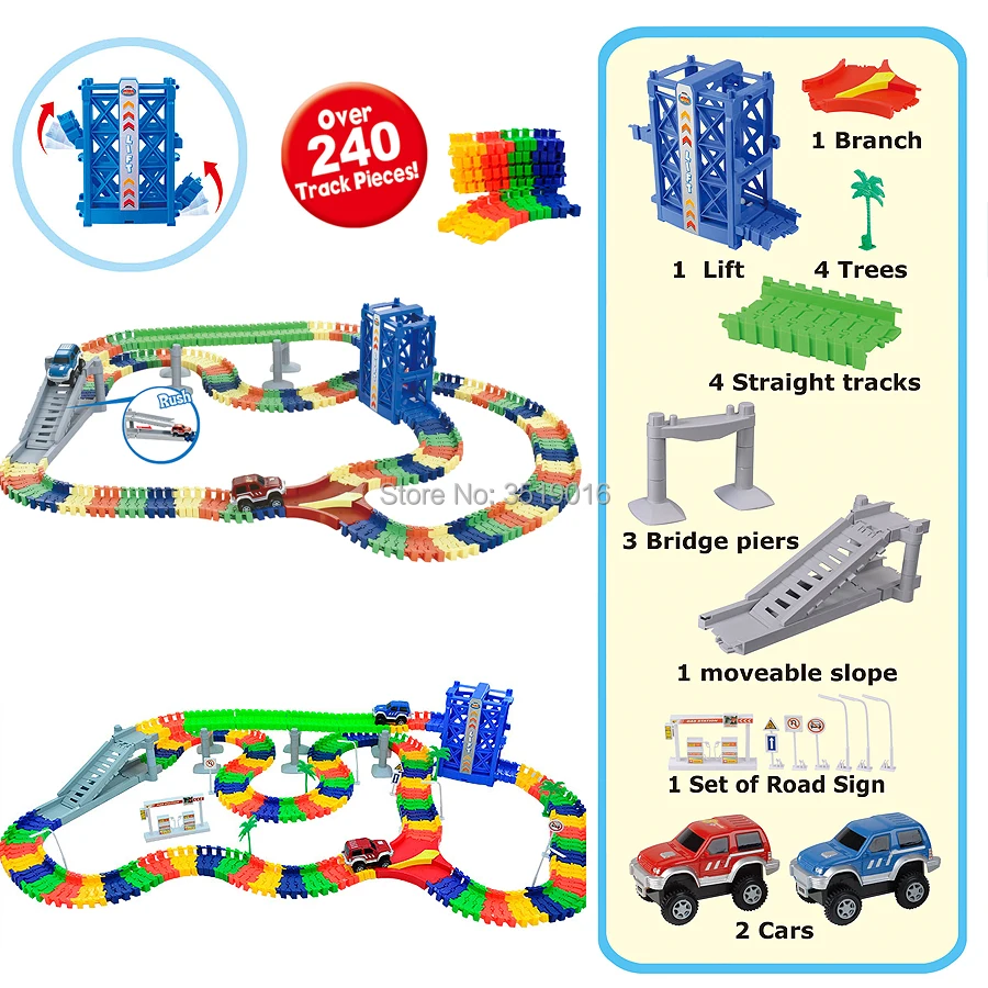 Большой роскошный игровой набор Create a Road Bend Flexile Track из 216 288 предметов с