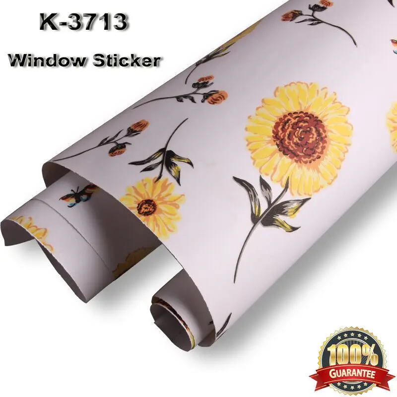 122cm*50cm Flower Decorative Window Film Home Office Decor With Glue Privacy Glass Sticker PET 48''x20'' | Дом и сад