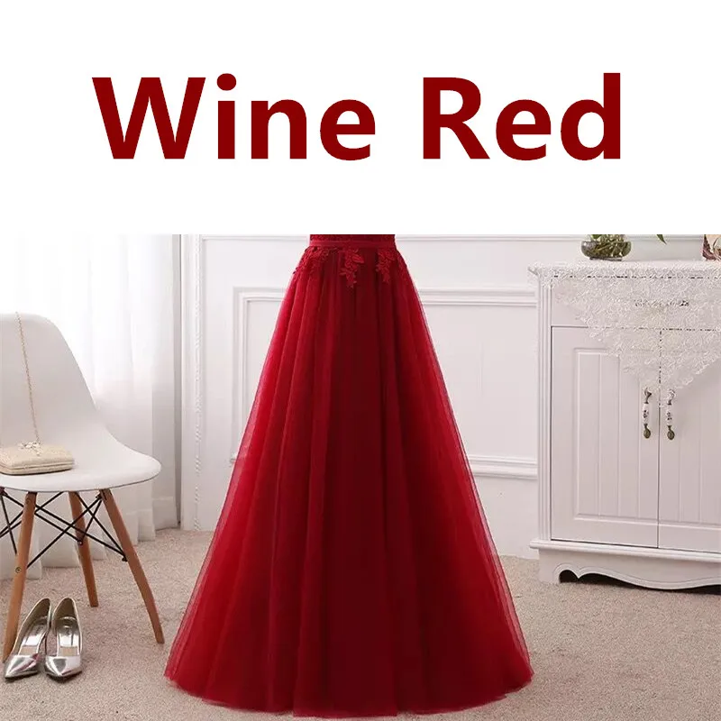Wine Red ТРАПЕЦИЕВИДНОЕ кружевное элегантное вечернее платье с короткими рукавами, вечерние платья на выпускной, голубое, розовое, серое, белое, красное свадебное платье, длинное торжественное платье DR05 - Цвет: Wine Red