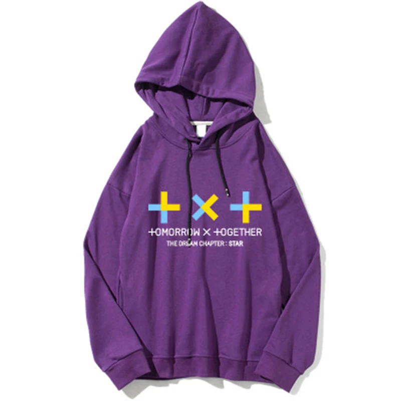 purple TXT комбинированная звезда мечты Мода новая одежда с капюшоном Свободные Студенческие хип-хоп толстовки Новые вентиляторы подарки Прямая поставка - Цвет: purple