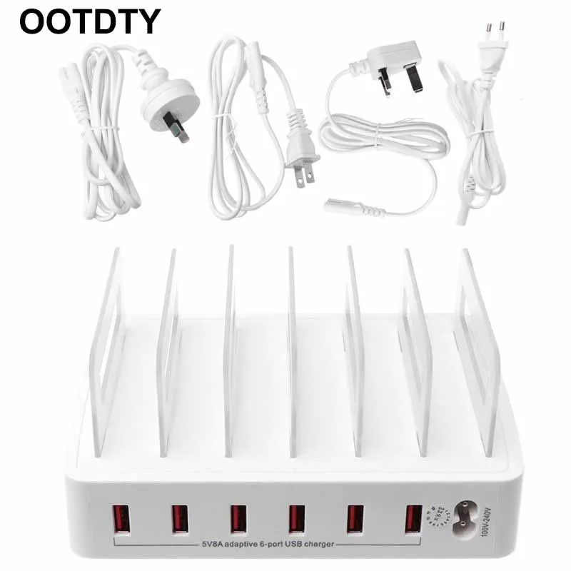 

Smart USB Charger Quick Charging Station Dock 6 Port 2.4A Mobile Phone Tablets Multiple Devices Organizer Desktop Stand Power
