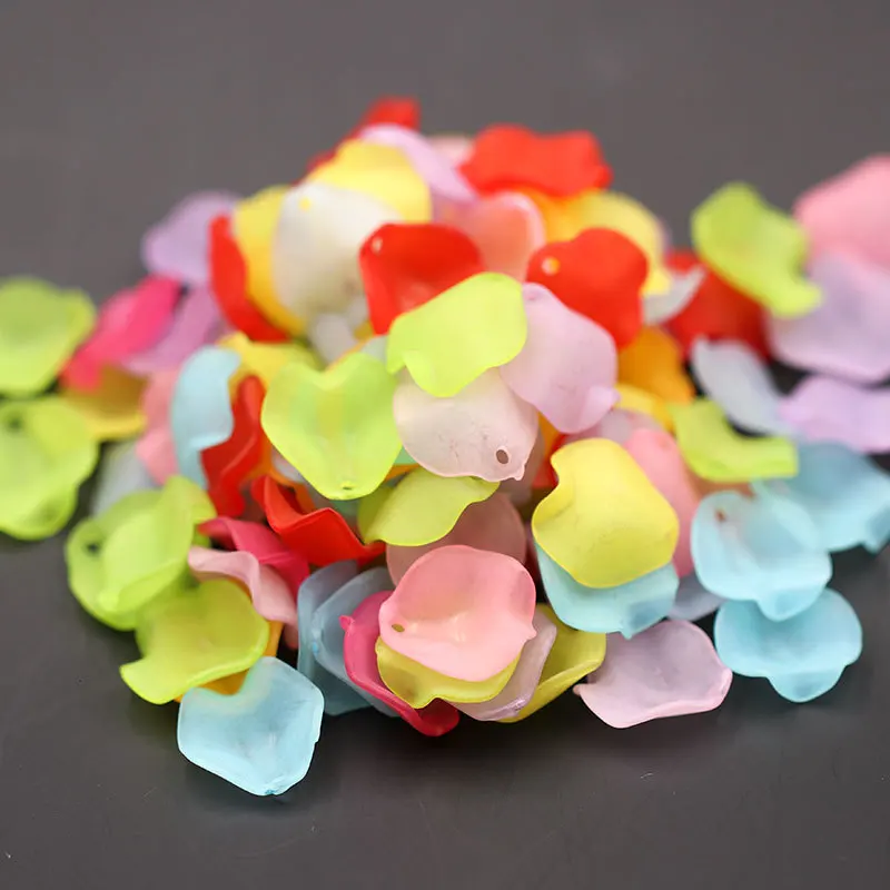 100 шт. Акриловые Матовые серьги гвоздики в виде лепестков цветов 15 х14 мм|Ювелирная