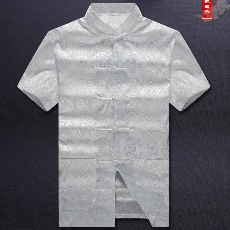 Мужской костюм Тан с коротким рукавом рубашка RayonShirt традиционная китайская