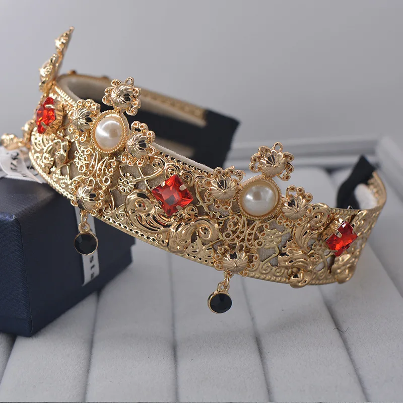 Повязка на голову для невесты тиара в стиле барокко с жемчугом | Украшения и