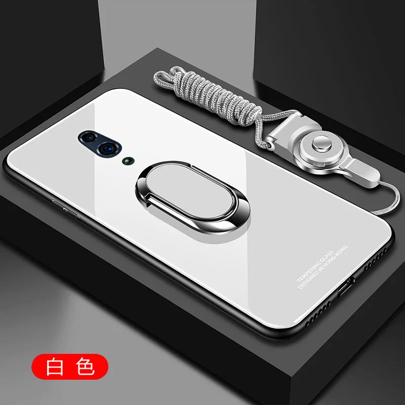 white Для OPPO Reno 10x zoom чехол из твердого закаленного стекла с кольцом-подставкой Магнитный защитный чехол на заднюю панель для OPPO RENO полный Чехол - Цвет: white