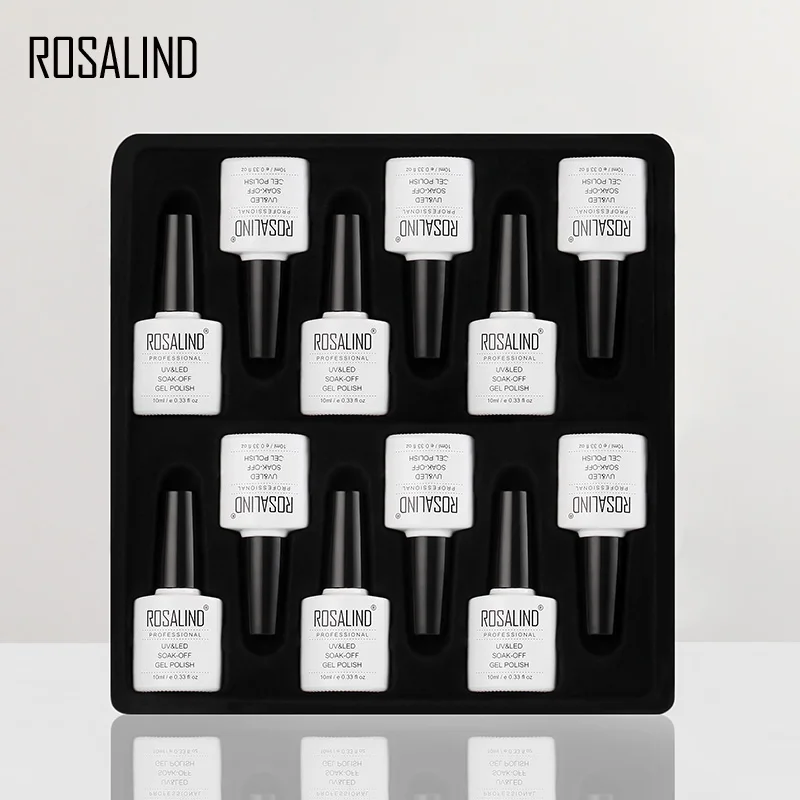 12 шт./лот) ROSALIND 10 мл гель лак набор для маникюра чистый цвет Полупостоянный дизайн ногти гель лак набор и набор нейл-арта