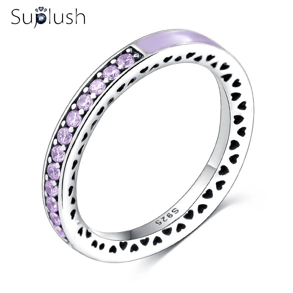 Suplush мода эмаль многоцветный сердце кольца для женщин с сверкающими AAA CZ бренд