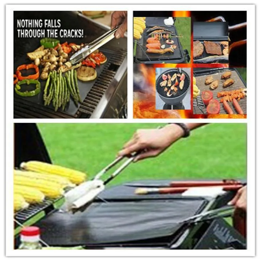 1pc 40X33CM Non Stick PTFE BBQ Liners Oven Liner Grill Foil Barbecue Reusable Teflon Cooking Sheet Free shippig PC871836 | Дом и сад
