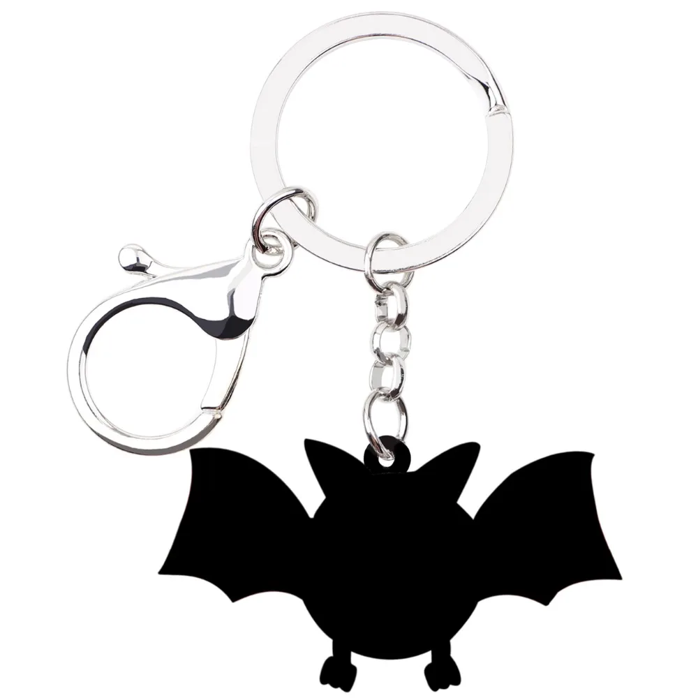 Bonsny акриловые брелки для ключей на Хэллоуин Happy Bat милые кольца в стиле аниме