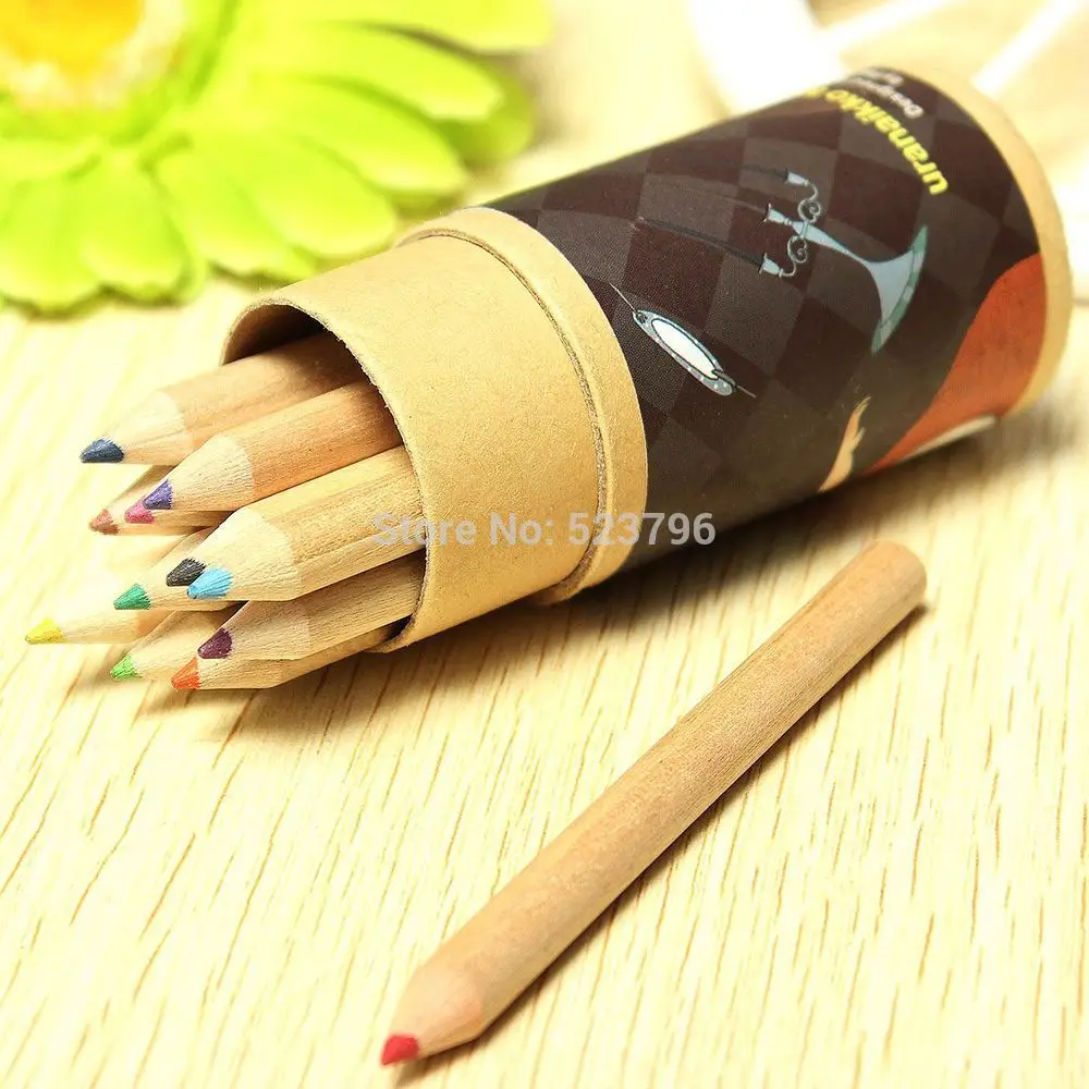 Деревянные карандаши для рисования 12 цветов | Канцтовары офиса и дома