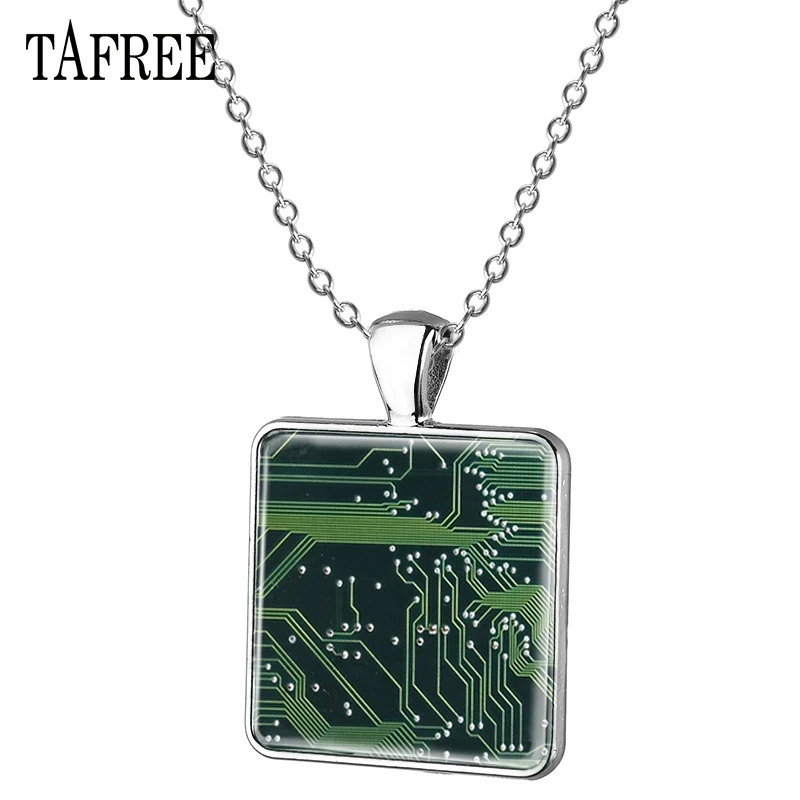 TAFREE компьютерная плата подвесное ожерелье классическое Новинка стеклянный купольный кабошон ручной работы Подвеска дроссель массивные украшения QF29