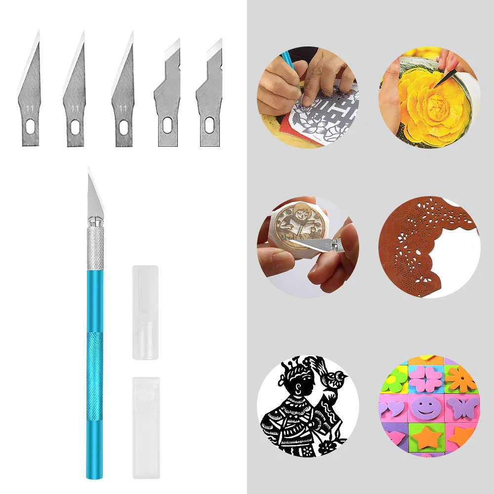 Toolour Precision Hobby Knife Set with 6 pcs Stainless Steel Blades For Art Wood Carving DIY Handicraft PCB Repair Hand Tool | Инструменты