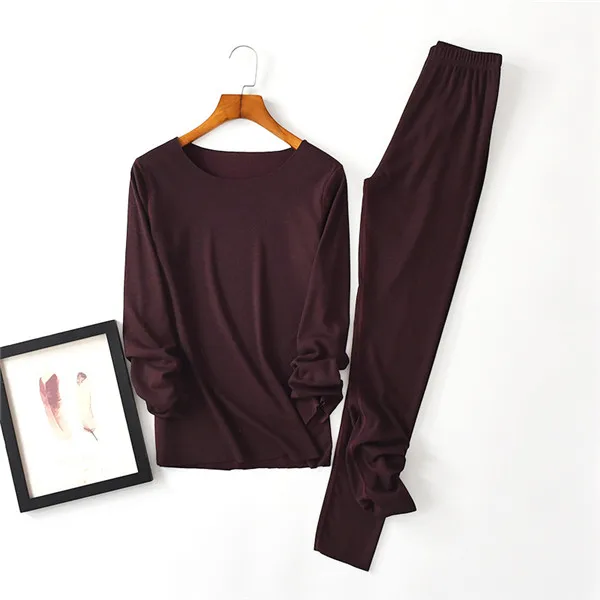 D00269 wine Новые женские зимние комплекты термобелья, теплые костюмы для сна, женские хлопковые Пижамные комплекты с длинным рукавом, теплое дамское нижнее белье - Цвет: D00269 wine