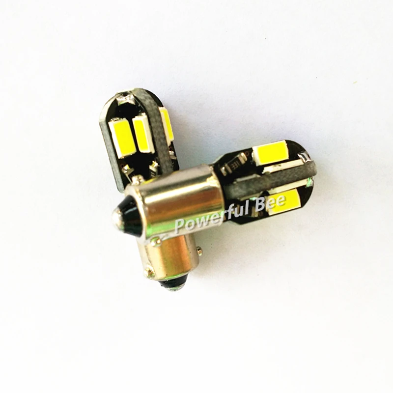 2 x BAX9S H6W 4W 8SMD Автомобильные светодиодные зазорные огни белый теплый CE RoHS боковые