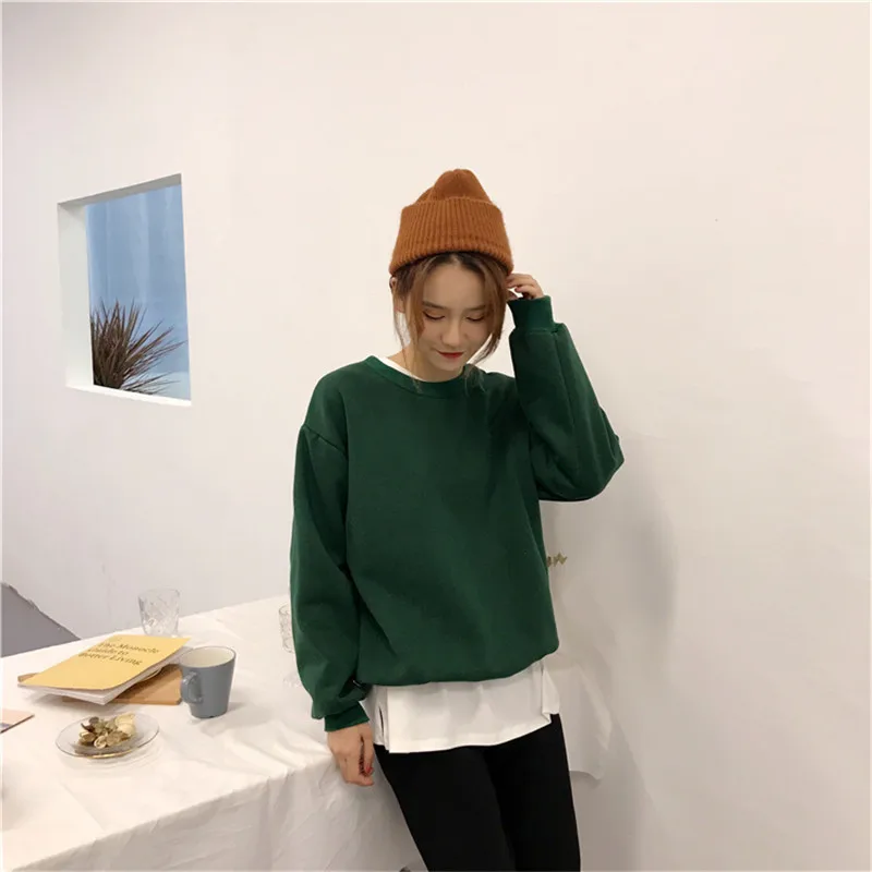 Sudaderas Mujer,, Harajuku, одноцветная толстовка, женская, с длинным рукавом, с капюшоном, свободная, женские толстовки, свитшоты, повседневный спортивный костюм