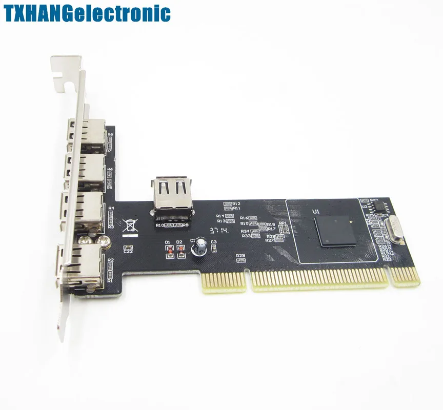 New High Speed 480Mbps 5 Port USB 2.0 PCI Hub Card Controller Adaptor Module | Электронные компоненты и
