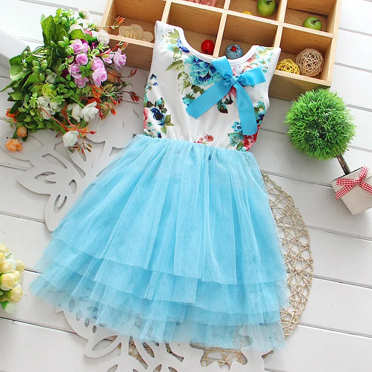 Детское летнее платье без рукавов с цветочным принтом | Детская одежда и обувь