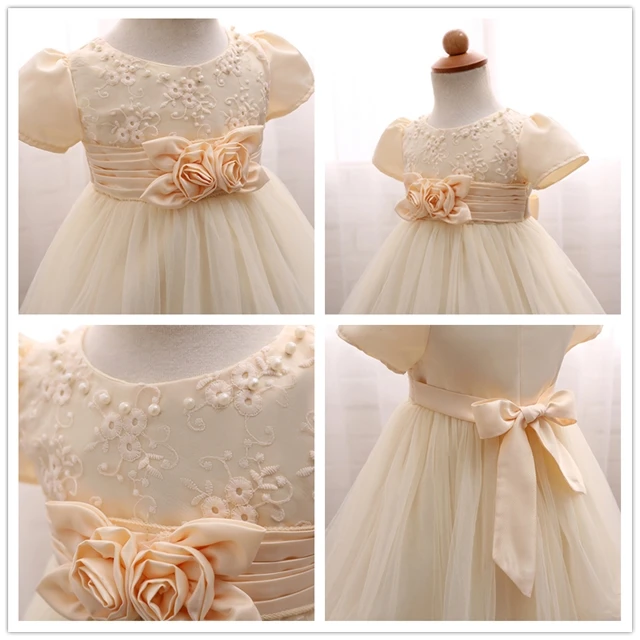 Платья для маленьких девочек с цветочным кружевом Одежда новорожденных Бальное