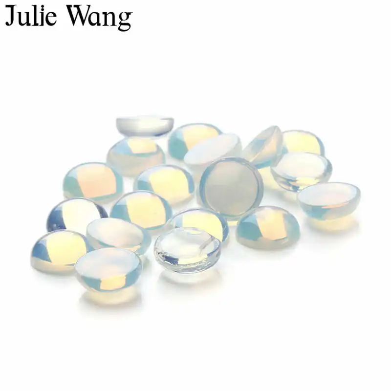 Julie Wang 10 шт. 4 18 мм белый опал кабошон мужские сделанные на плоской подошве камея