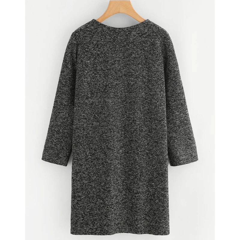 2018 Autumn Winter Coat Women Fashion Open Stitch Pockets Female Cardigans Plus Size Gray Long Sleeve Knitting Sweater Outerwear |