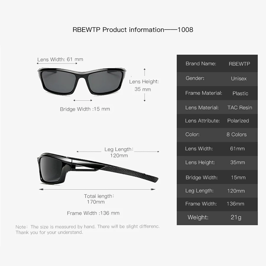 RBEWTP поляризованные мужские солнцезащитные очки зеркальные улучшенный