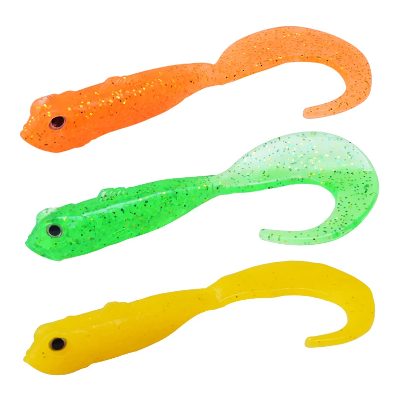 

Proleurre 5pcs/lot Soft Fish Bait 4g 80mm Silicone Soft Lure Shad Fishing Lure Artificial Jig Head Fishing Worm Pesca