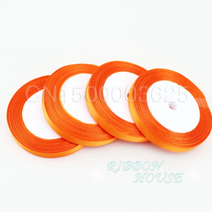 (25 yards/roll) 3/8&quot (10mm) Orange Red Single Face Satin Ribbon Webbing Decoration Gift Christmas Ribbons | Дом и сад