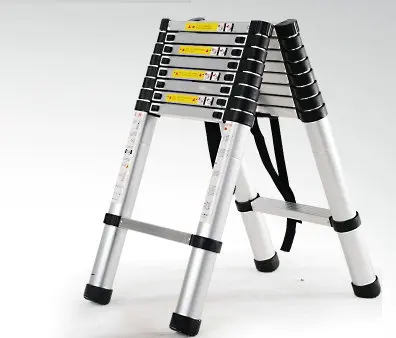 1.4m retractable folding aluminum herringbone ladder, multi-purpose home/library/engineering ladder