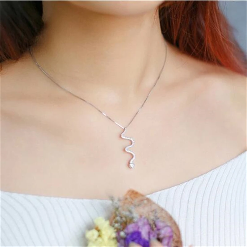 

100% 925 Sterling Silver Boho Style Charm Minimalist Snake Pendants Vintage Pendant Necklace Women Jewelry D202-1