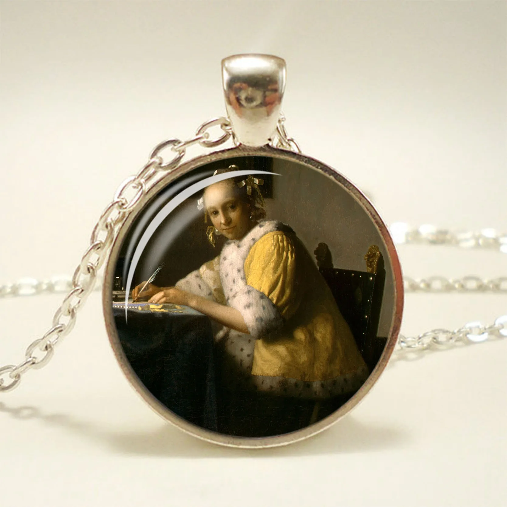2 Девушка носить жемчуг Johannes Vermeer художественное ожерелье-КУЛОН Серебряная Длинная цепочка ожерелье художественное изображение ожерелье s ювелирные изделия для женщин - Окраска металла: 2
