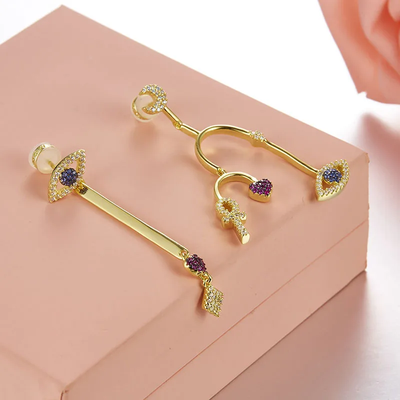 Серьги подвески женские Асимметричные из серебра 925 пробы с