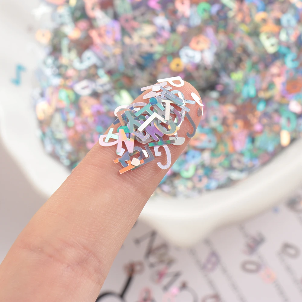 10g/Pack Apparel Sewing Sequin Material 5mm Ultrathin Letter Shape Laser Sequins Nail Glitter Art Clothing Decoration DIY Craft | Дом и сад