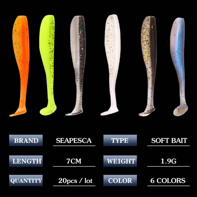 SEAPESCA 20 шт./лот мягкая Рыболовная Приманка 7 см 1 9 г силиконовая червячная приманка