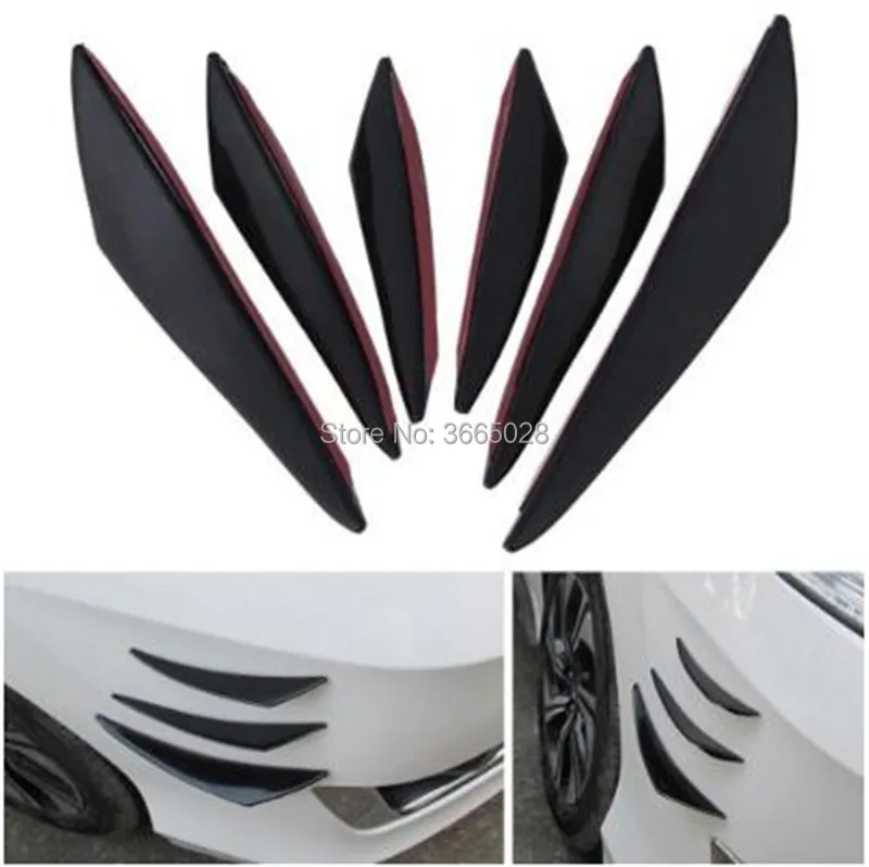 

6 Pieces Car Body Front Bumper Lip Splitter Spoiler Kits black/ carbon fiber Kia Rio K2