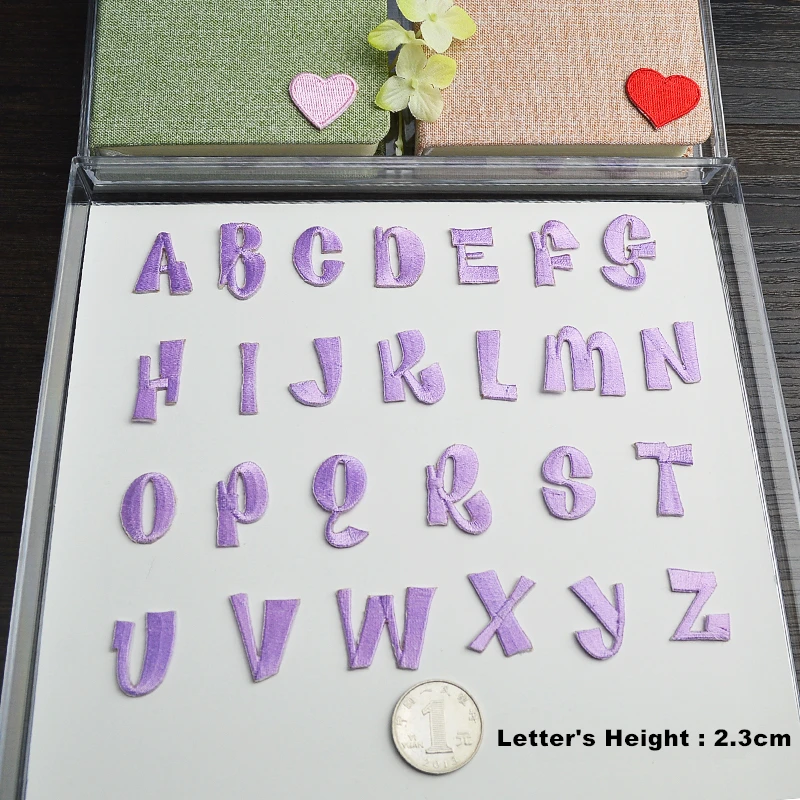 

10PCS Purple English Letters alphabet embroidered patches applique for clothes shoes bags application iron on patches DIY