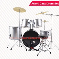 5 drums 3 crash cymbals silver color afanti music jazz drum set drum kit ajds 431